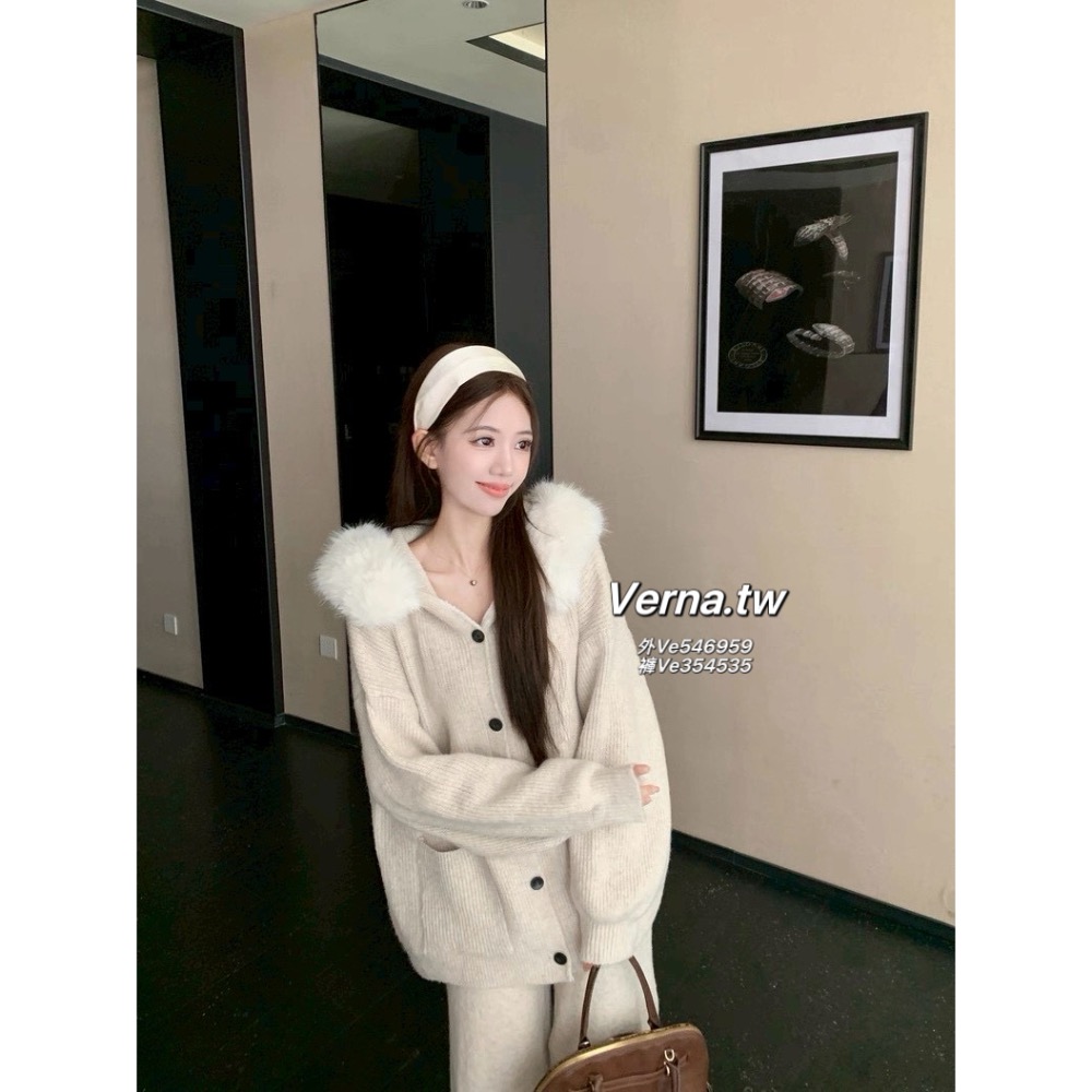 奶香針織日記🧺慵懶外套x長褲套裝-細節圖3