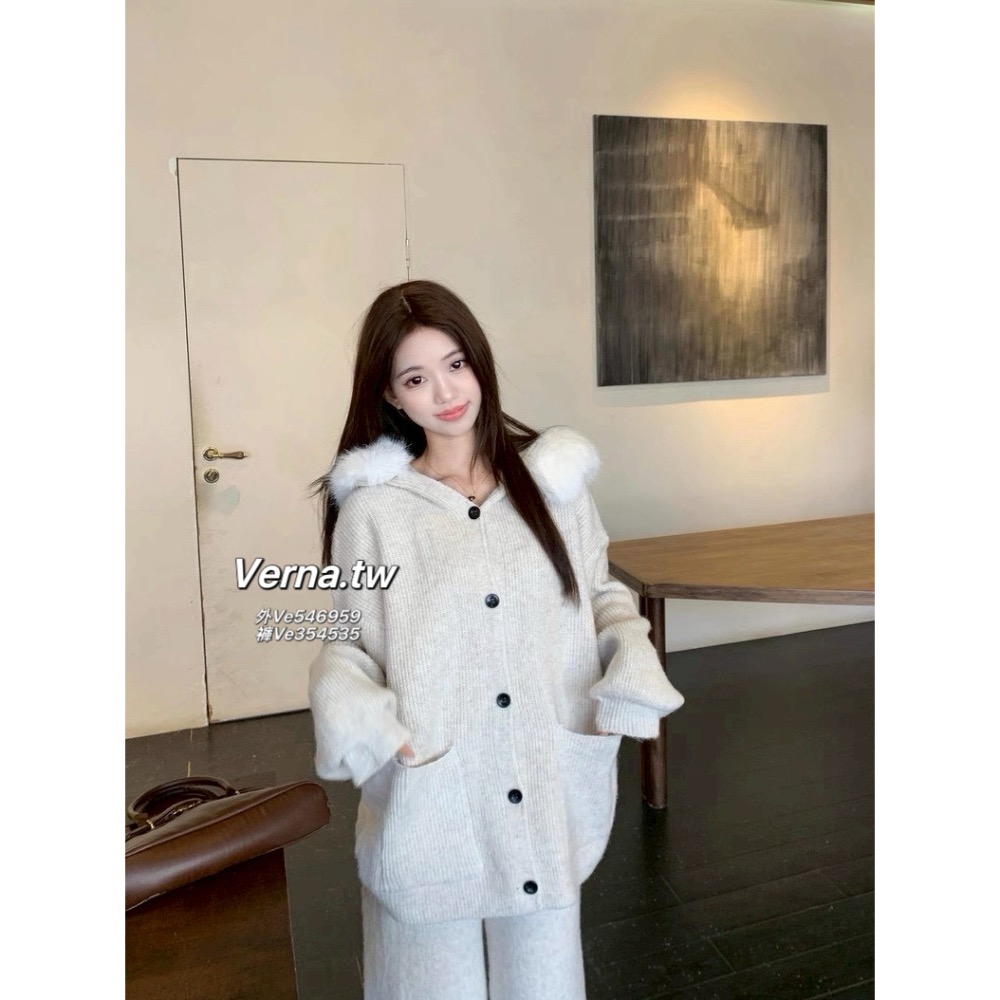 奶香針織日記🧺慵懶外套x長褲套裝-細節圖6