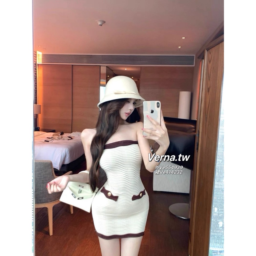 千金波浪紋🤎奶卡撞色針織兩件套-細節圖6