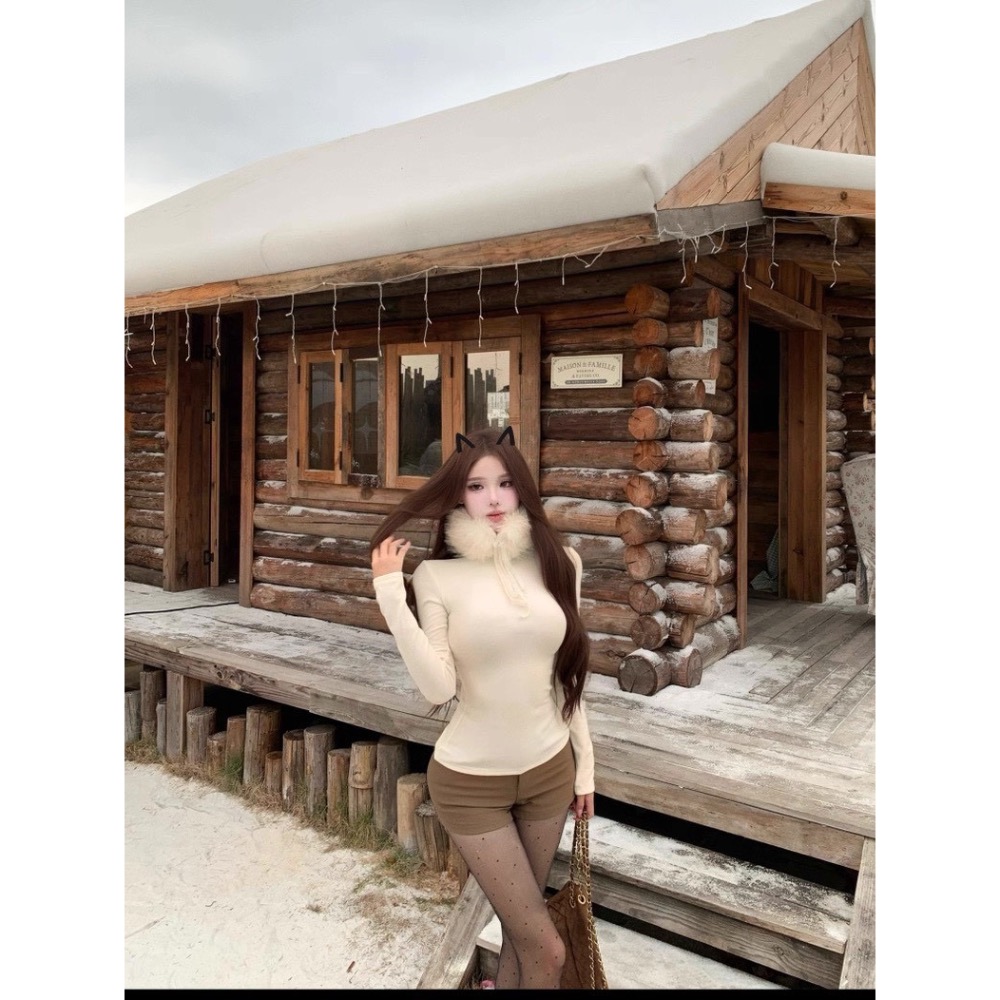 疊穿美感🤍毛領針織上衣-細節圖4