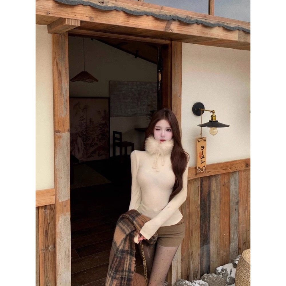 疊穿美感🤍毛領針織上衣-細節圖5