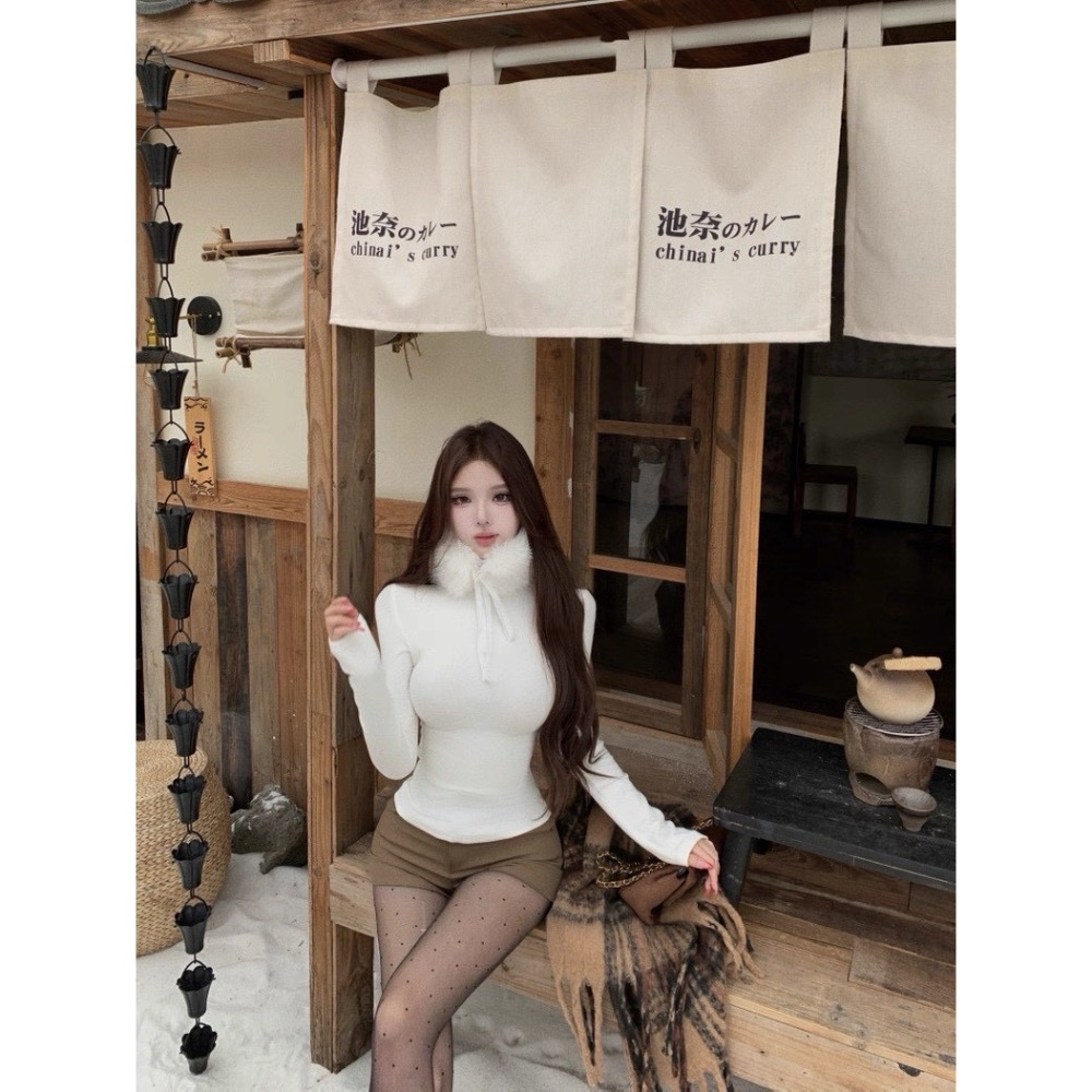 疊穿美感🤍毛領針織上衣-細節圖9