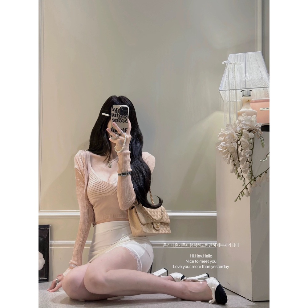 春季新品 首爾女友🩷針織兩件套+短裙套裝-細節圖3