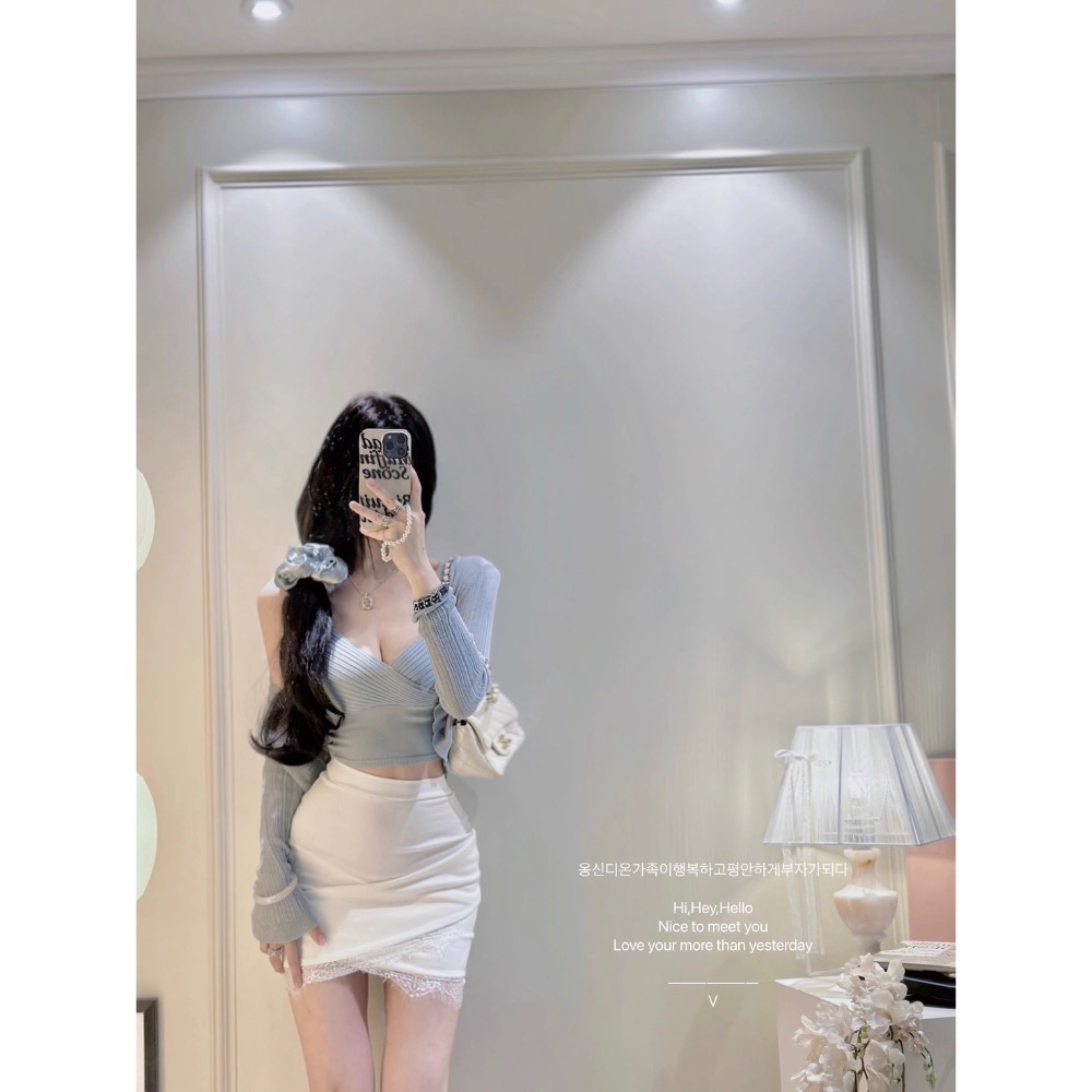 春季新品 首爾女友🩷針織兩件套+短裙套裝-細節圖7