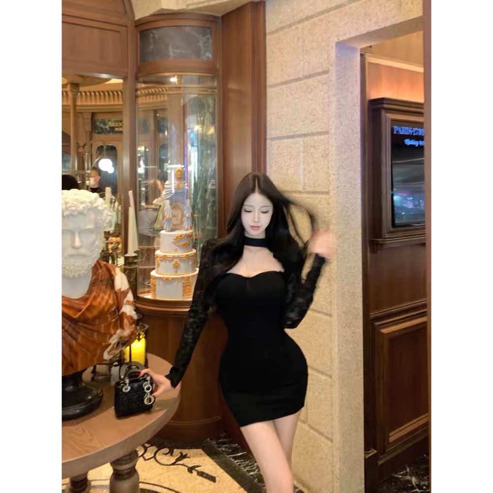 黑夜女神🖤獨家款蕾絲連身洋裝-細節圖3