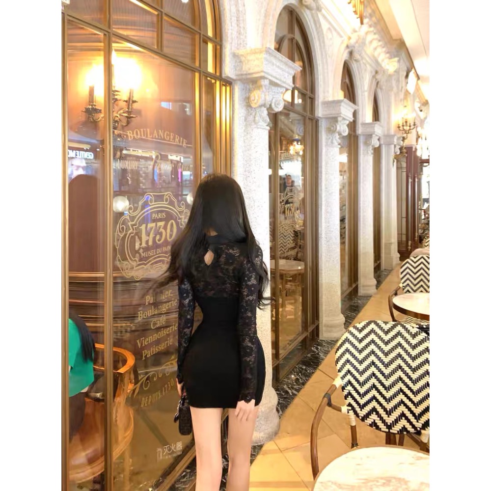 黑夜女神🖤獨家款蕾絲連身洋裝-細節圖8