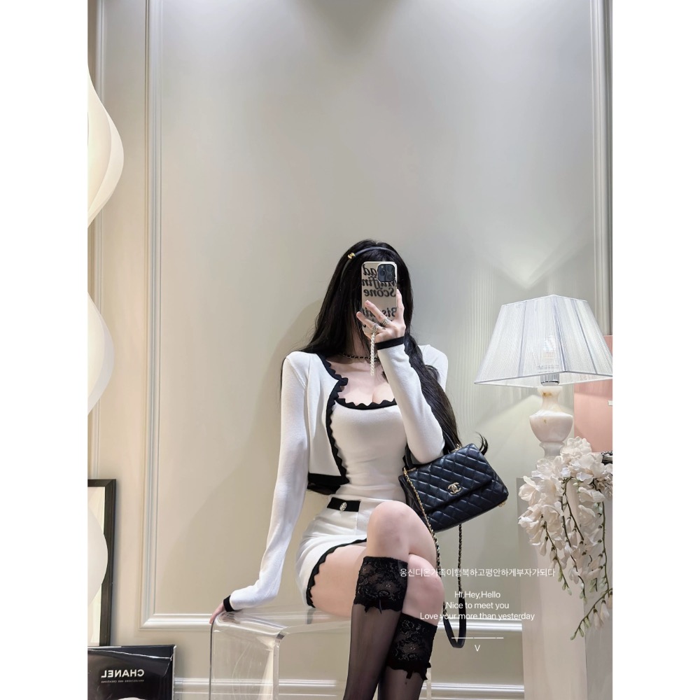 比利時少女🖤香香風撞色兩件式套裝-細節圖2