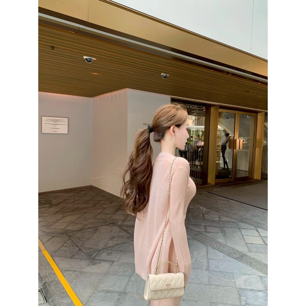 粉嫩柔光🌸 針織背心x薄罩衫兩件式套裝-細節圖4