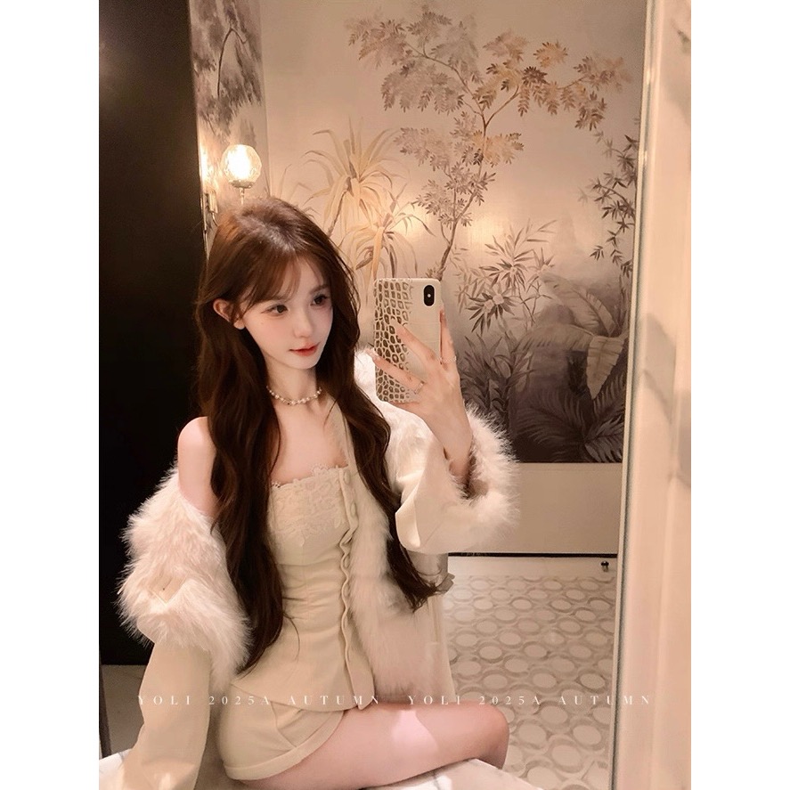 甜心摯愛🍰 蕾絲拼接平口背心x卷邊短褲套裝-細節圖2