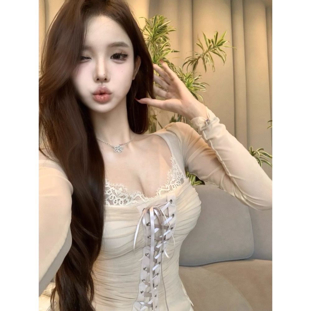 軟霧蕾絲綁結上衣🐰-細節圖6