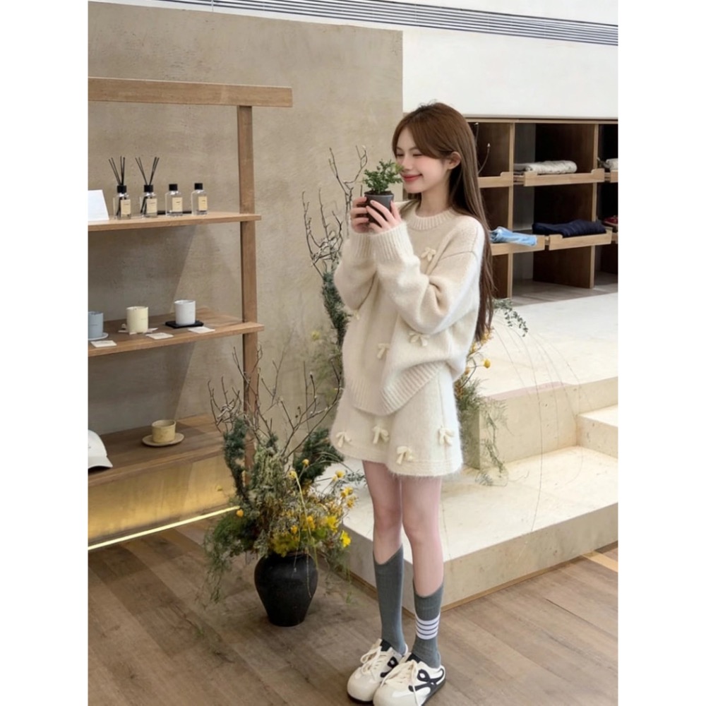 軟萌啾啾🎀立體蝴蝶結針織套裝-細節圖2