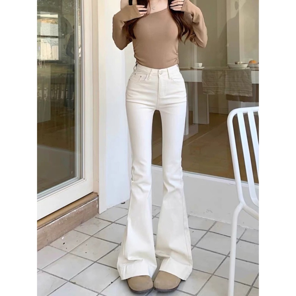 法式柔霧🤍極簡顯瘦高腰喇叭褲-細節圖5