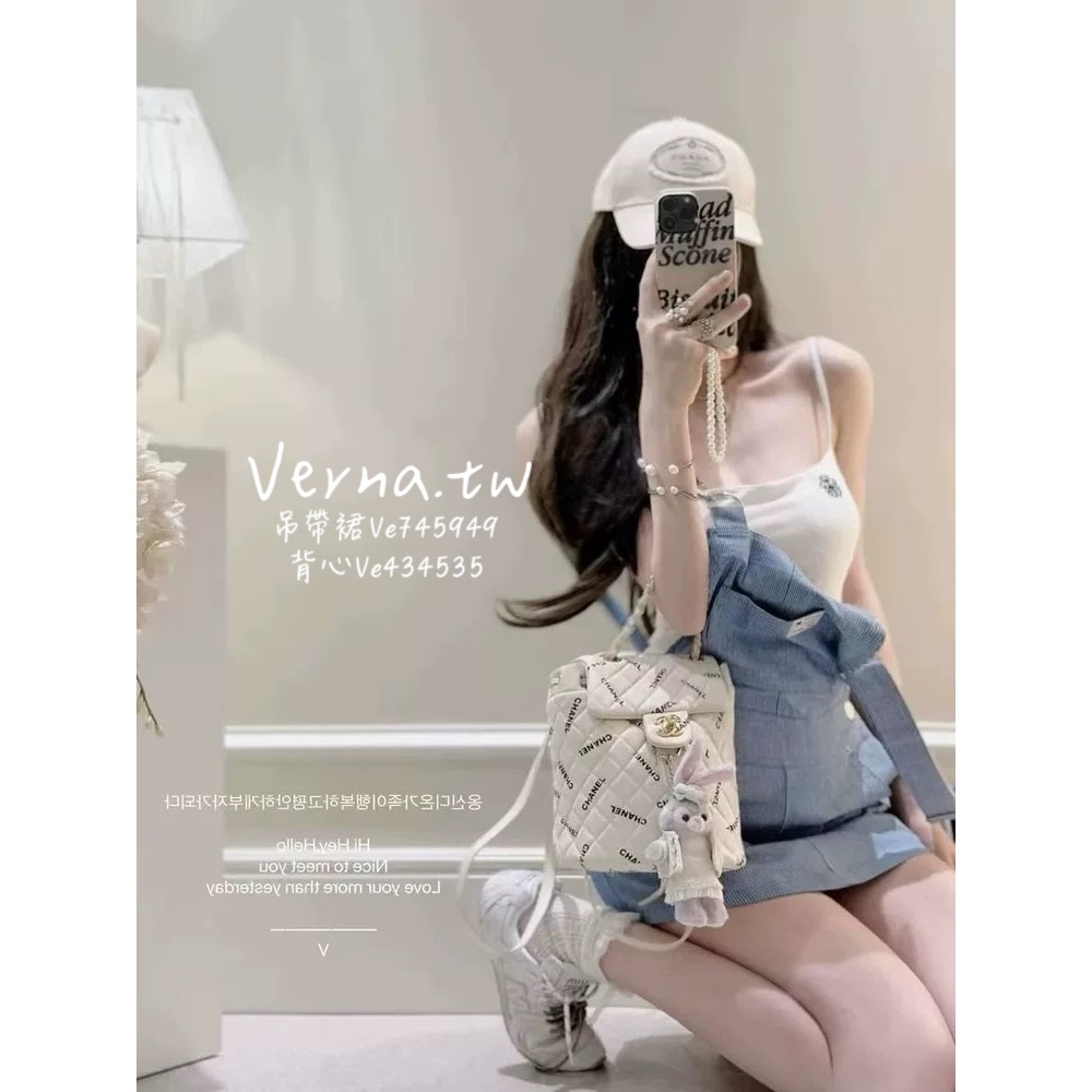 【丹寧少女】 牛仔背帶裙+胸墊背心-細節圖4