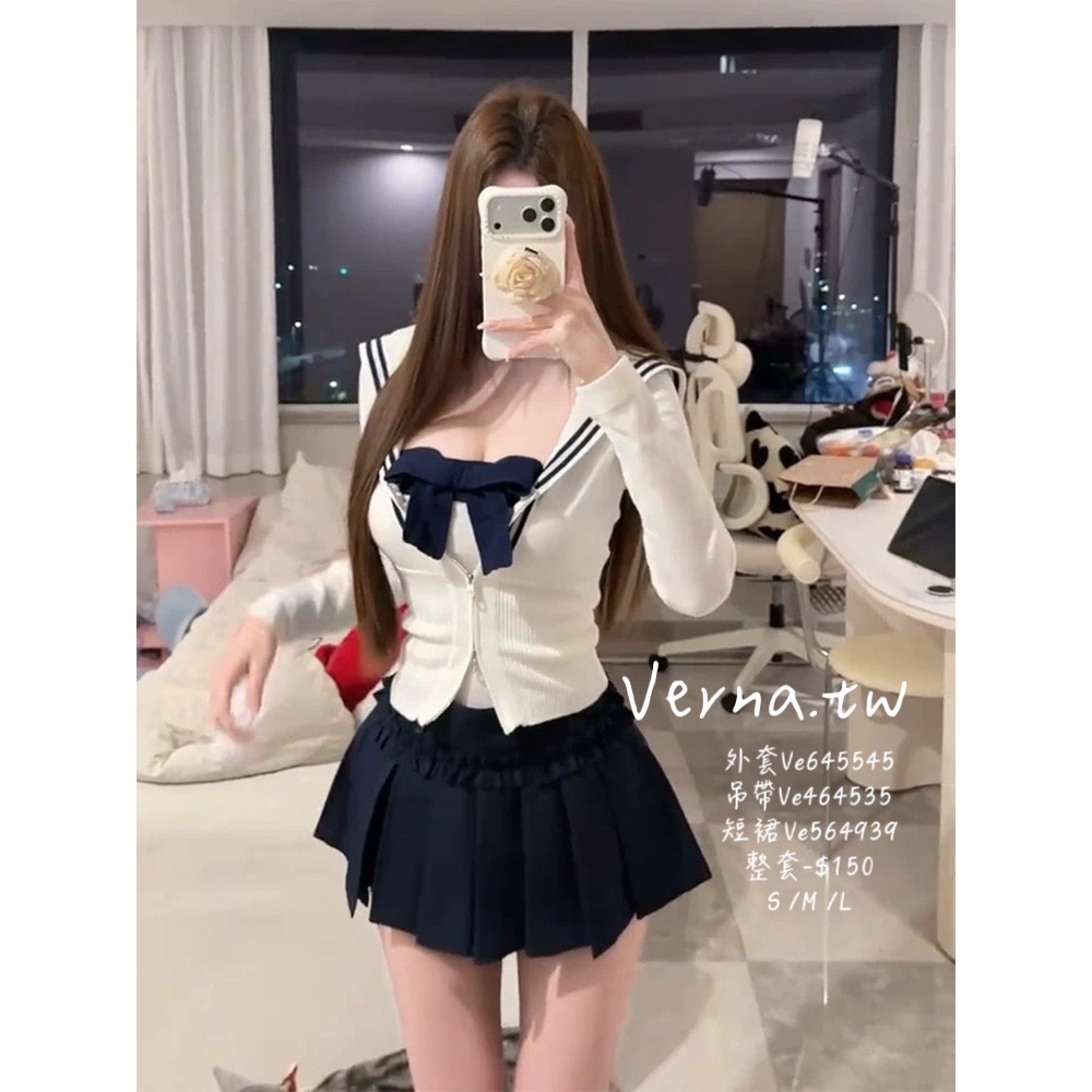 【日系學院】 海軍風藍白穿搭三件套💖-細節圖3