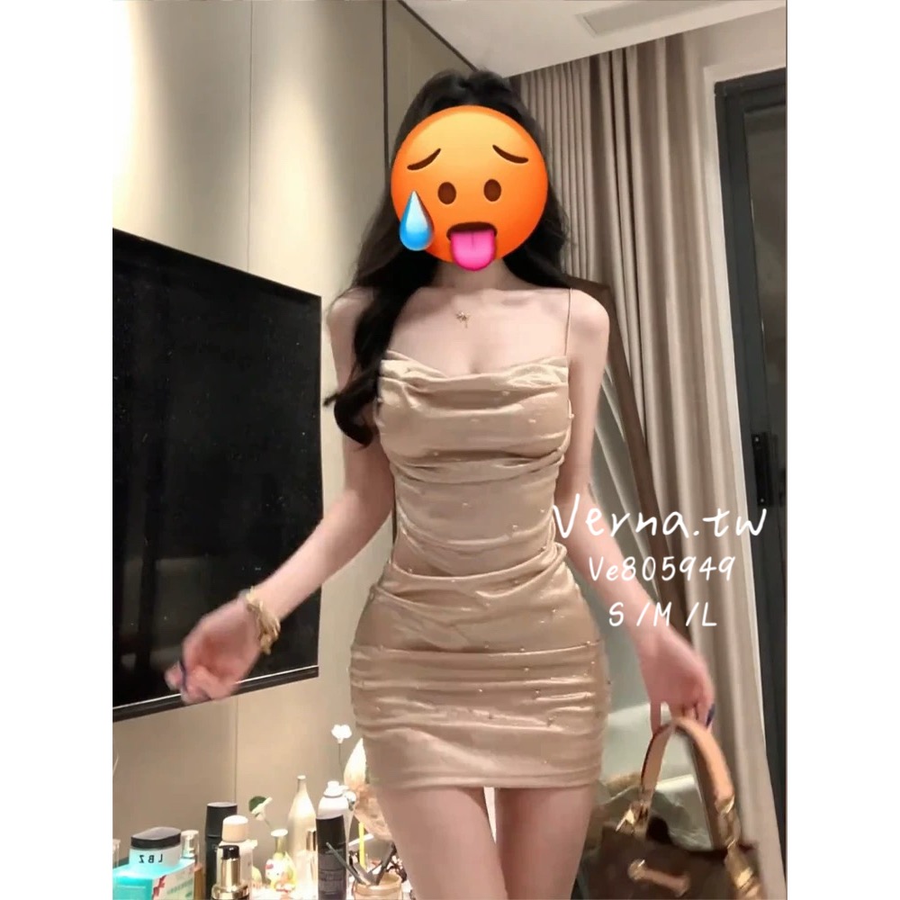 【精緻千金】 閃鑽性感吊帶包臀裙-細節圖2