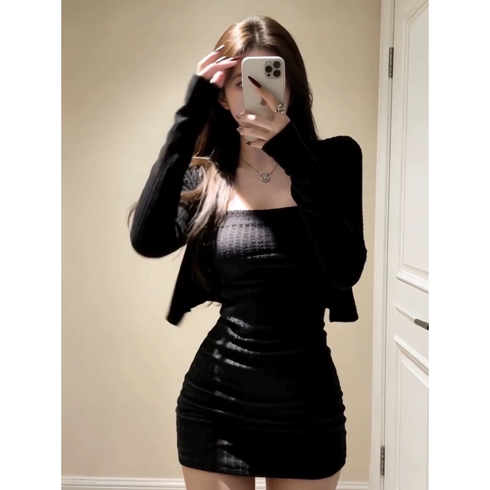 🐰 【黑覓精緻】 獨家訂製 黑色兩件套💖 黑色連身裙 黑色套裝-細節圖2