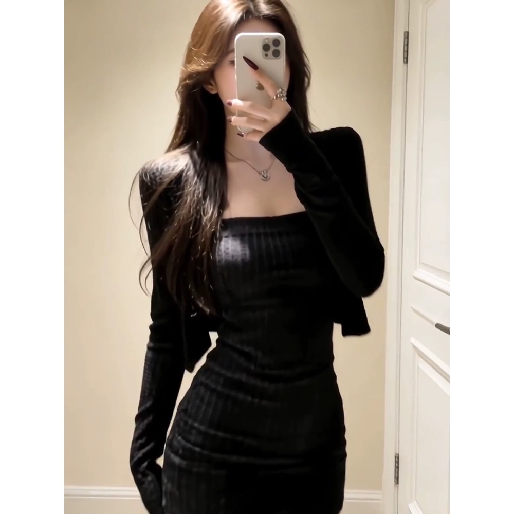 🐰 【黑覓精緻】 獨家訂製 黑色兩件套💖 黑色連身裙 黑色套裝-細節圖5