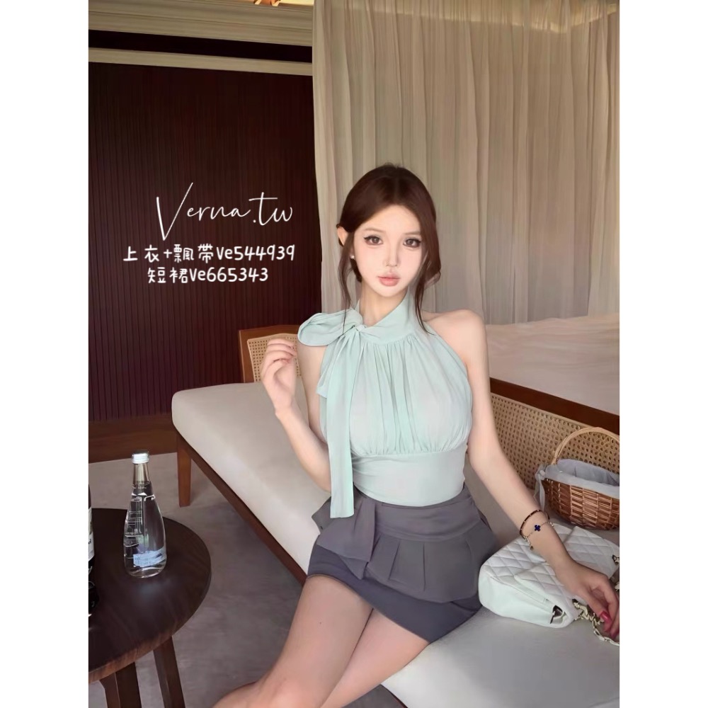 法式小姐感 ‘𝓡𝓸𝔂𝓪𝓵 𝓒𝓱𝓪𝓻𝓶 🎀 飄帶短裙套裝-細節圖4
