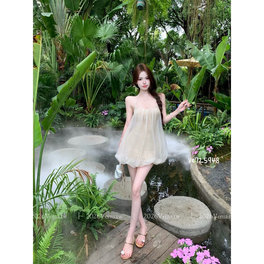 氛圍感女孩 ‘𝓜𝓸𝓸𝓷 𝓜𝓲𝓼𝓽 🕊️ 掛脖連身裙-細節圖5