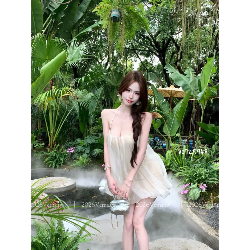 氛圍感女孩 ‘𝓜𝓸𝓸𝓷 𝓜𝓲𝓼𝓽 🕊️ 掛脖連身裙-細節圖6