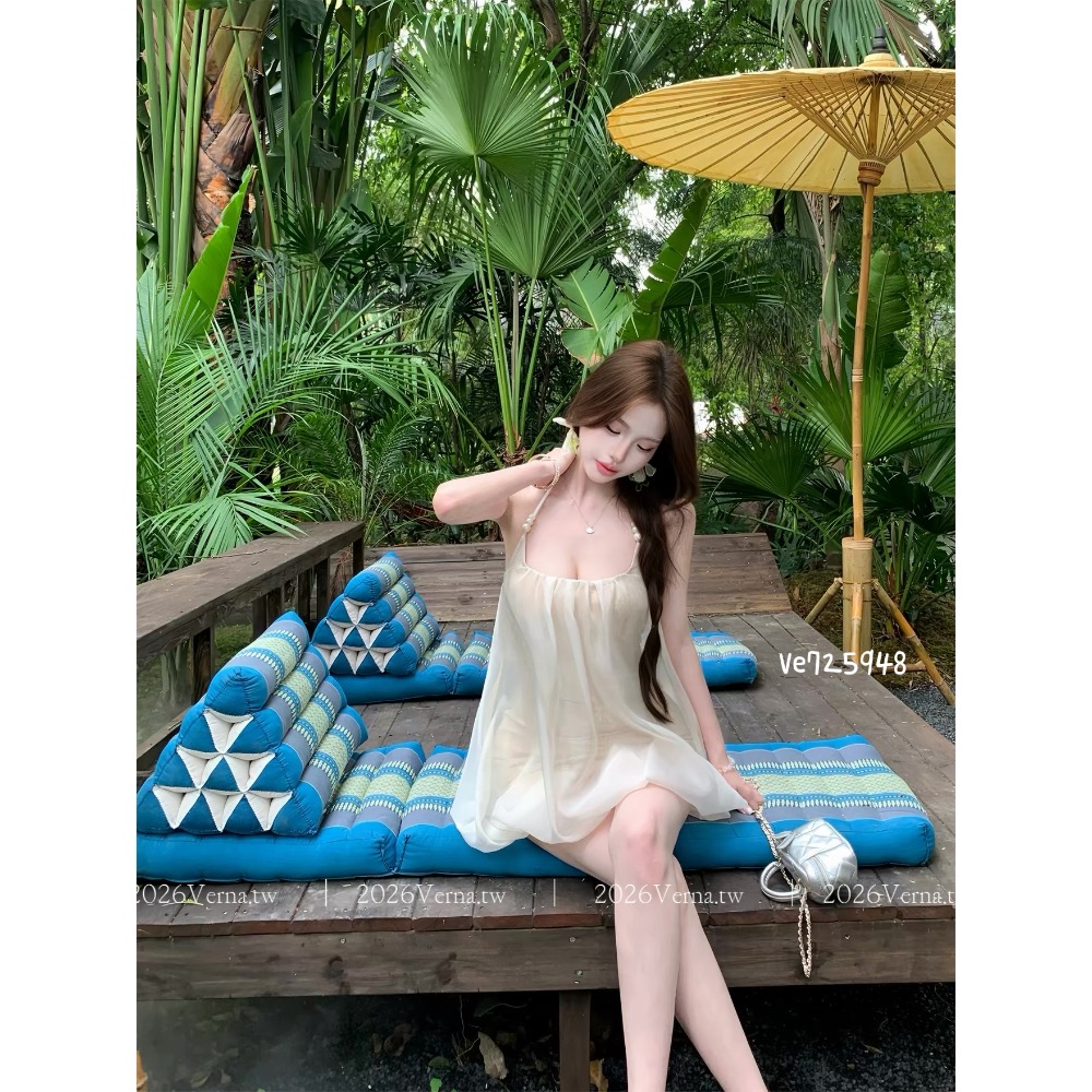 氛圍感女孩 ‘𝓜𝓸𝓸𝓷 𝓜𝓲𝓼𝓽 🕊️ 掛脖連身裙-細節圖9