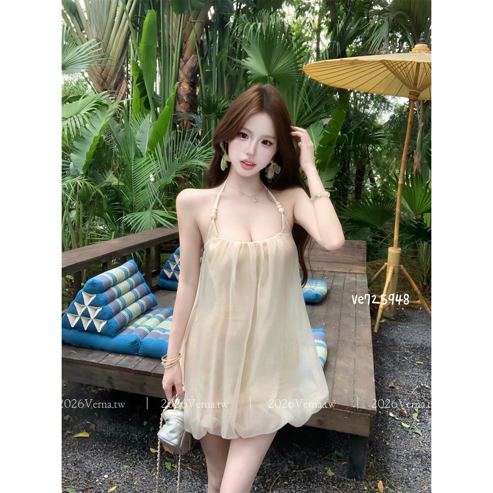 氛圍感女孩 ‘𝓜𝓸𝓸𝓷 𝓜𝓲𝓼𝓽 🕊️ 掛脖連身裙-細節圖10
