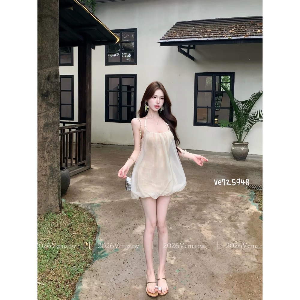 氛圍感女孩 ‘𝓜𝓸𝓸𝓷 𝓜𝓲𝓼𝓽 🕊️ 掛脖連身裙-細節圖11