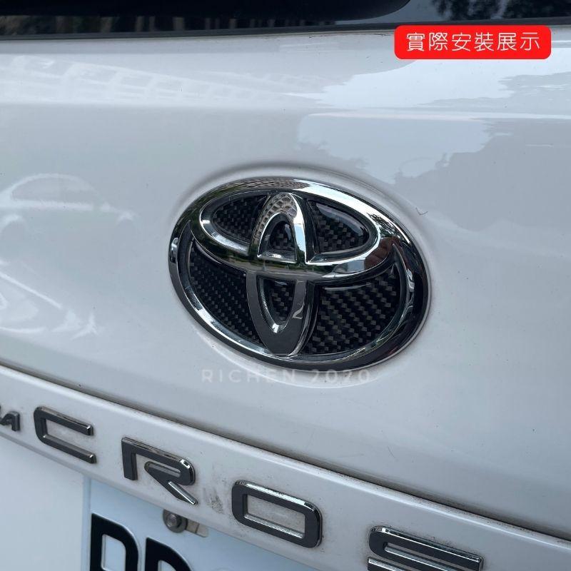 豐田 後車標裝飾貼 碳纖紋 卡夢紋 配件 飾條 飾框 ALTIS YARIS CROSS RAV4 SIENTA CHR-細節圖4