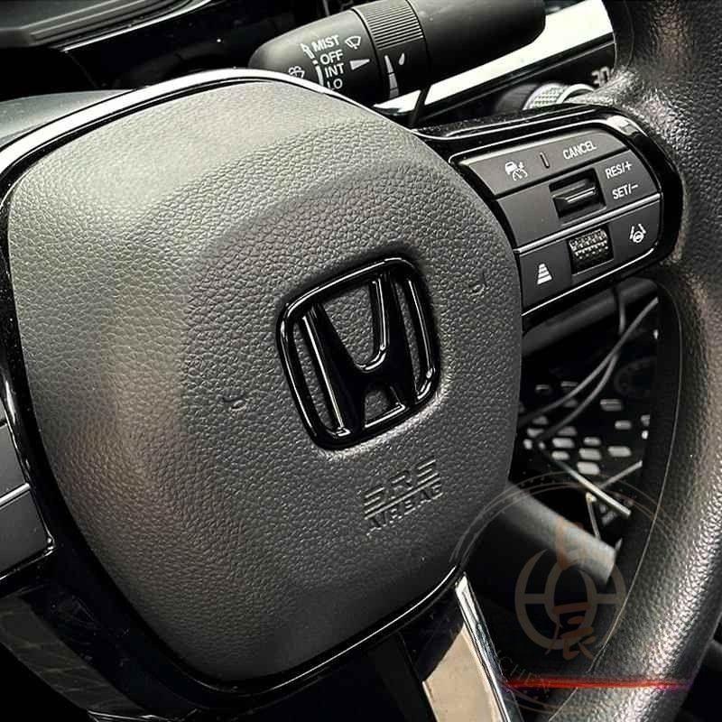 本田 方向盤車標飾蓋 黑化 車標貼 車標 卡夢 碳纖 配件 改裝 CRV HRV FIT CIVIC ODYSSEY-細節圖2