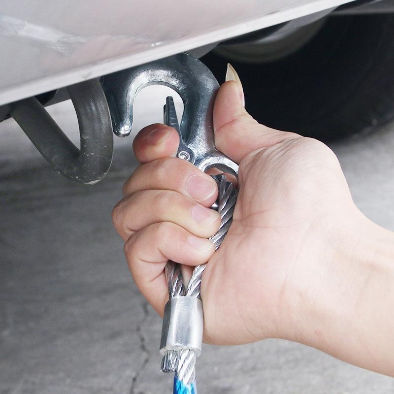 汽車鋼絲 拖車繩 賞雪 雪鍊 戶外 越野 雪地 救援 脫困 拖車鋼絲繩 車用 緊急牽引繩 拖車勾 拖車鉤 拖車鈎 拉車-細節圖4