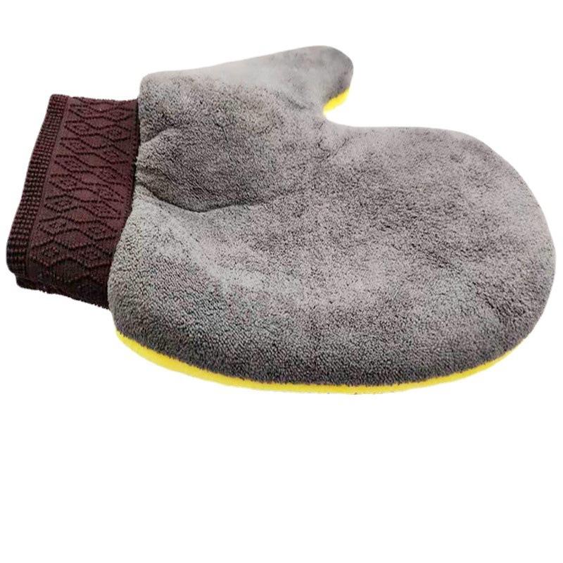 熊掌珊瑚絨 洗車手套 汽車 雙面絨 超細 洗車 手套 洗車工具 海綿 擦車 清潔 輪框 玻璃 擦車 布 絨毛手套-細節圖7