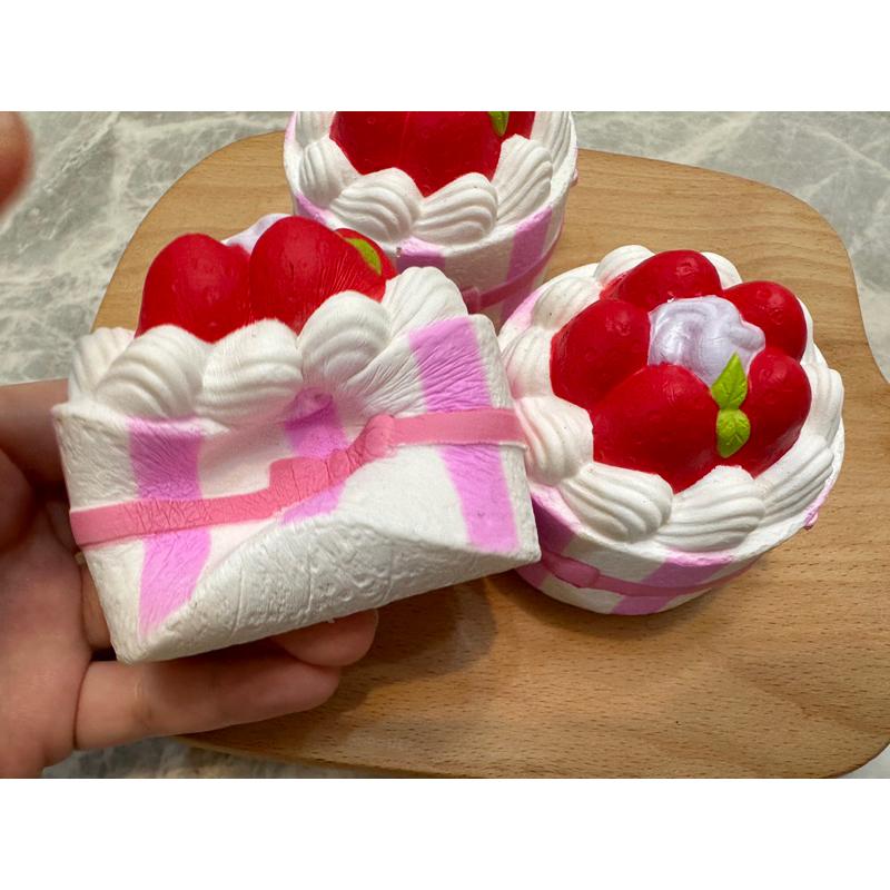 圓形草莓蝴蝶結蛋糕 squishy 軟軟 慢回彈 有香味-細節圖2