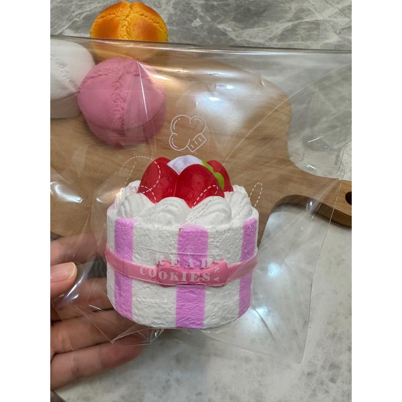圓形草莓蝴蝶結蛋糕 squishy 軟軟 慢回彈 有香味-細節圖3