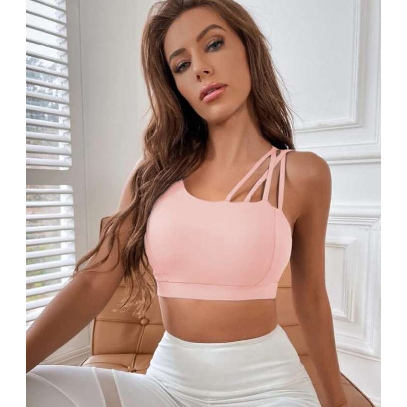 SHEIN運動穿搭 運動內衣  運動型 文胸 粉色-細節圖2