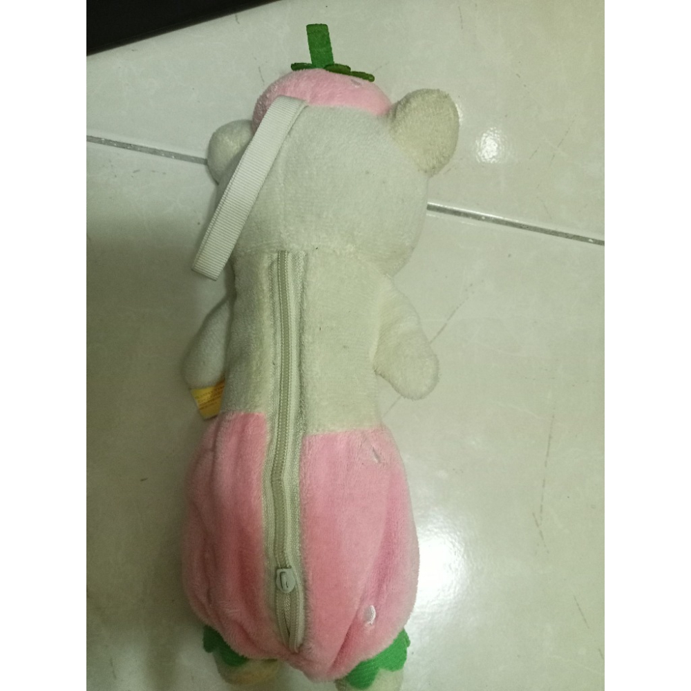 絕版-拉拉熊(懶熊)草莓造型單拉鍊鉛筆袋-細節圖2