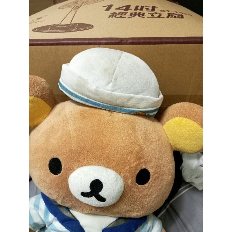 NG商品-San-X 懶熊海軍風毛絨小公仔。懶熊(棕)-細節圖2