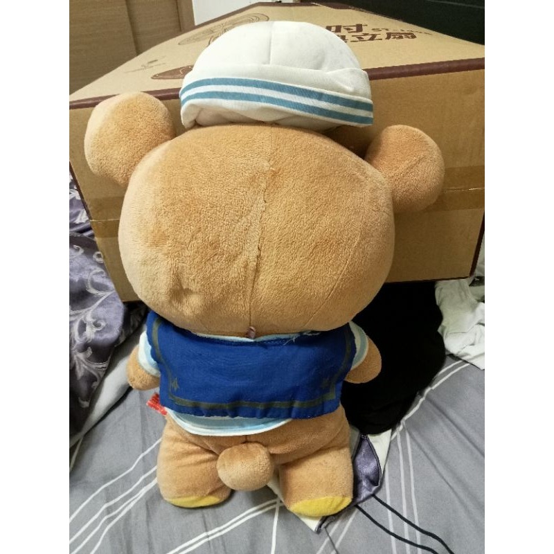 NG商品-San-X 懶熊海軍風毛絨小公仔。懶熊(棕)-細節圖6