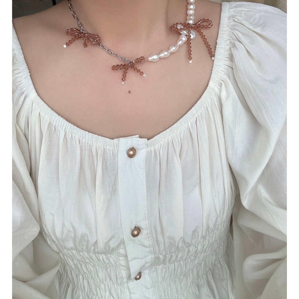 CAKE ACC 水晶珍珠項鍊-細節圖2