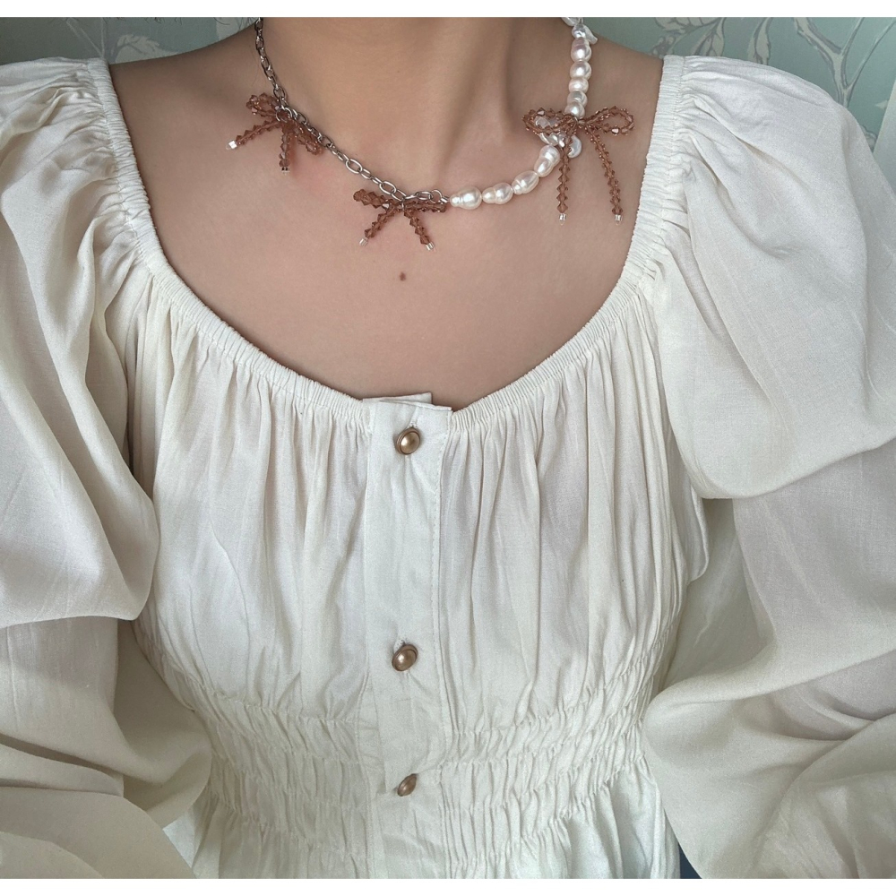 CAKE ACC 水晶珍珠項鍊-細節圖3