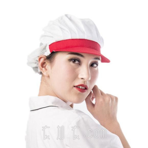 [衣加衣]紅色短前簷半網型廚師工作帽-現貨含稅