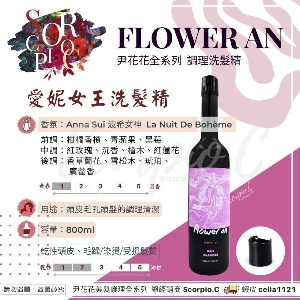 【尹花花洗髮精全系列】全館免運 現貨供應 公司正貨 尹花花洗髮精 愛妮女王 溫馨愛晴 願成貞紫 髮長願精靈 愛倫大王-細節圖3