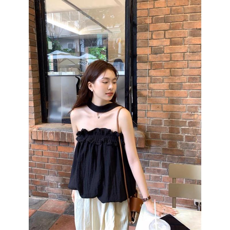 KOREA🇰🇷浪漫初秋 掛脖吊帶上衣 背心-細節圖2