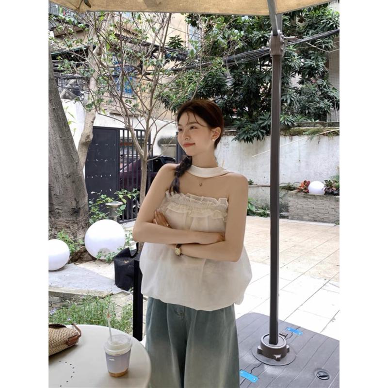 KOREA🇰🇷浪漫初秋 掛脖吊帶上衣 背心-細節圖3