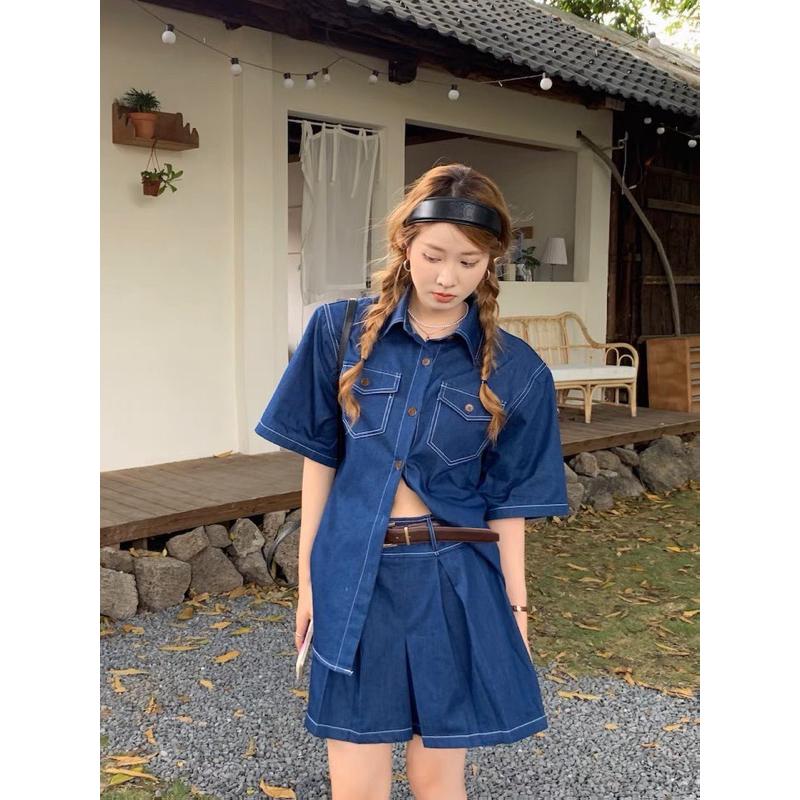 𝐄＇𝐧𝐞𝐬 🇰🇷Americano 鹽系輕熟牛仔套裝-細節圖2