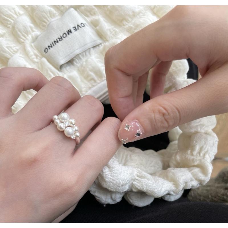 高質感 S925純銀 施華洛世奇珍珠 花苞戒指-細節圖2
