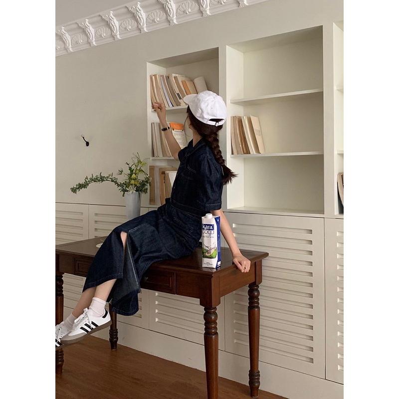 正韓🇰🇷有點不同 復古通勤時髦牛仔套裝-細節圖3