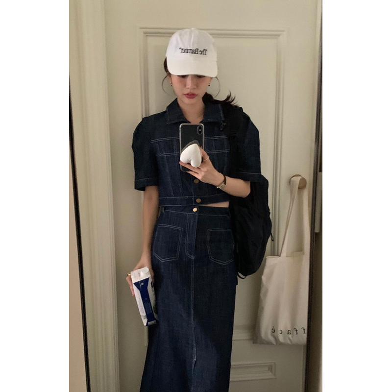 正韓🇰🇷有點不同 復古通勤時髦牛仔套裝-細節圖6