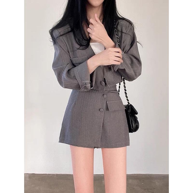 𝐄’𝐧𝐞𝐬 🇰🇷 Lady Lilith 高級感短西外+A字高腰包臀短裙套裝-細節圖2