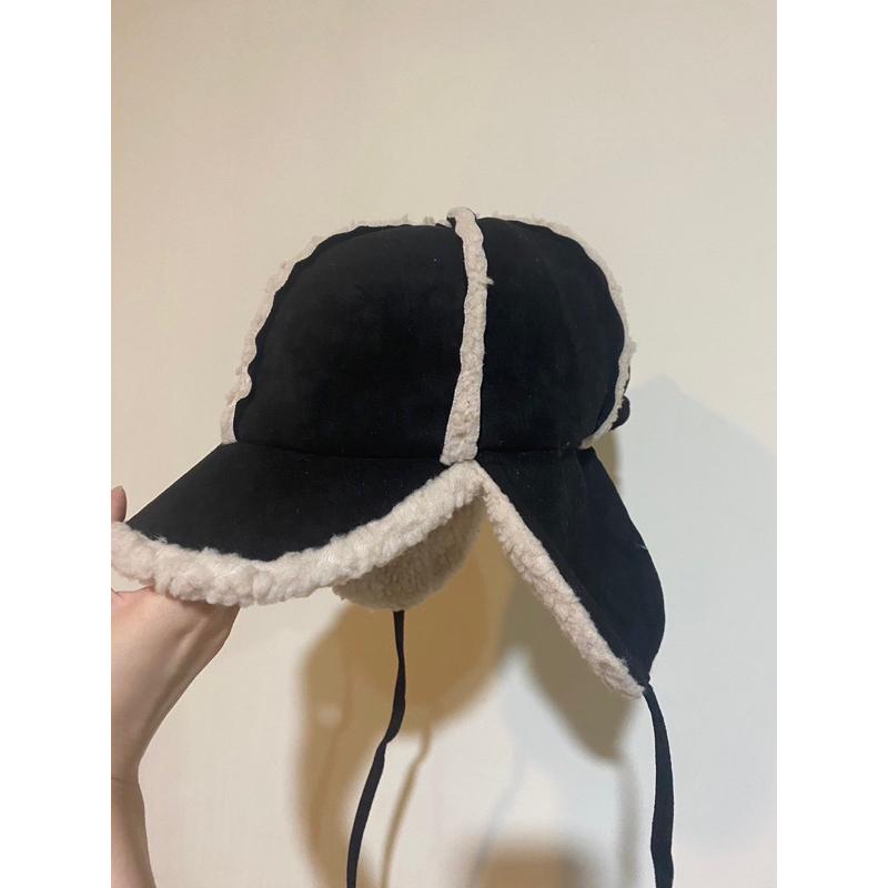 現貨黑色實拍！韓國麂皮絨飛行帽子 羊羔毛-細節圖3