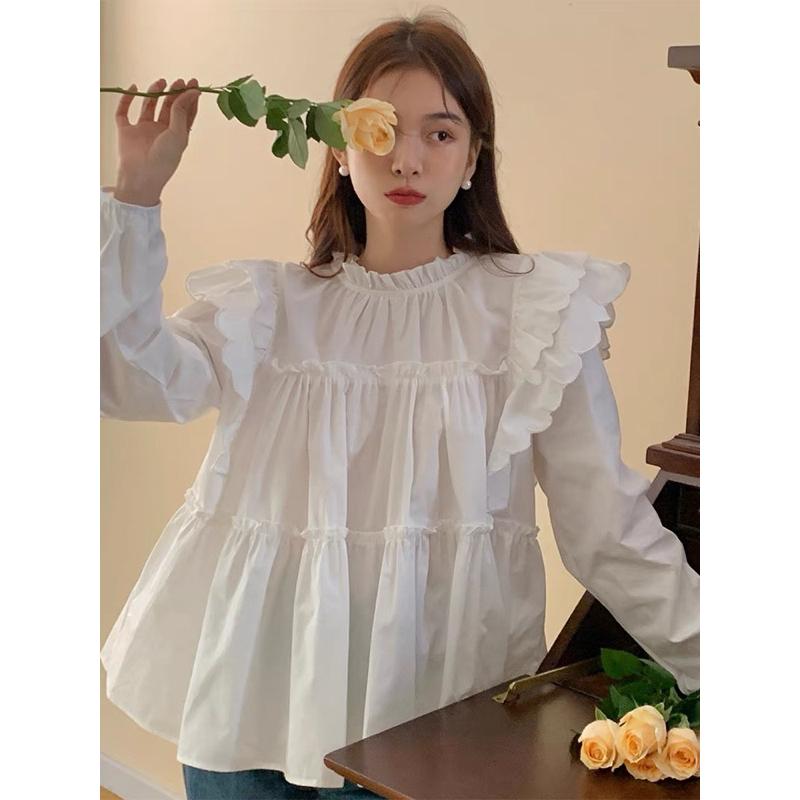 Korea🇰🇷古典玫瑰園🌹浪漫白色荷葉邊上衣-細節圖4
